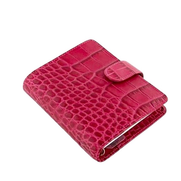 Filofax Pocket Organizer – Classic Croc Fuchsia Calf Leather - Picture 1 of 6
